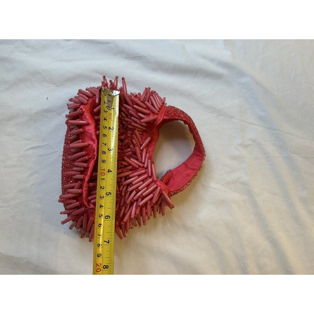 Pink Beaded Fringe Mini Bag Made In India Purse Y2K - Picture 7 of 8